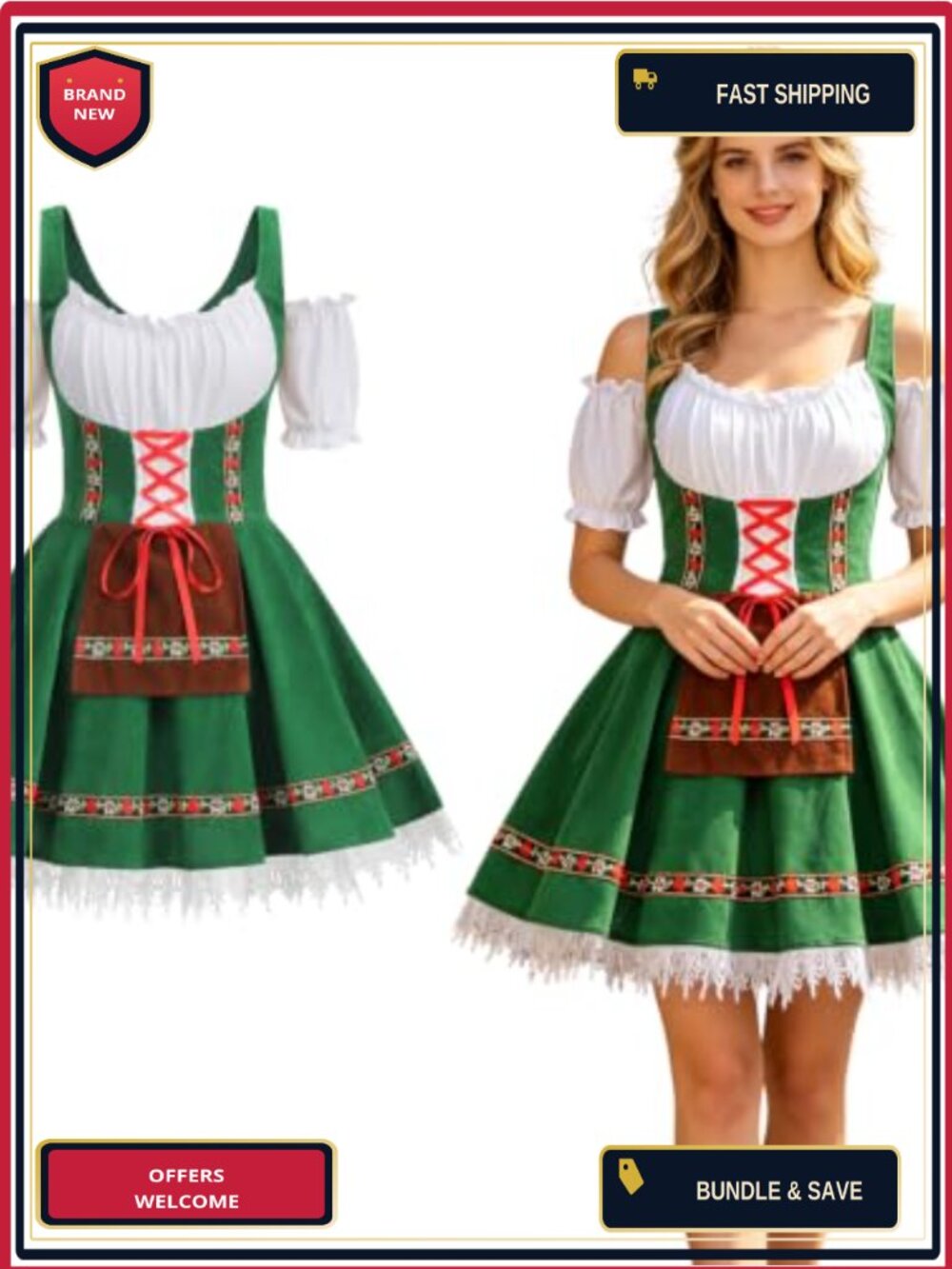 Oktoberfest Bavarian Dirndl Costume Dress Halloween Party